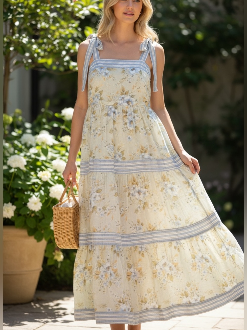 By the River Cottagecore Fairy Floral Maxi Dress